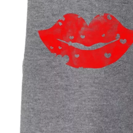 Cute Cloudy Red Lips Gift Hearts Distressed Valentine's Day Gift Doggie 3-End Fleece Hoodie