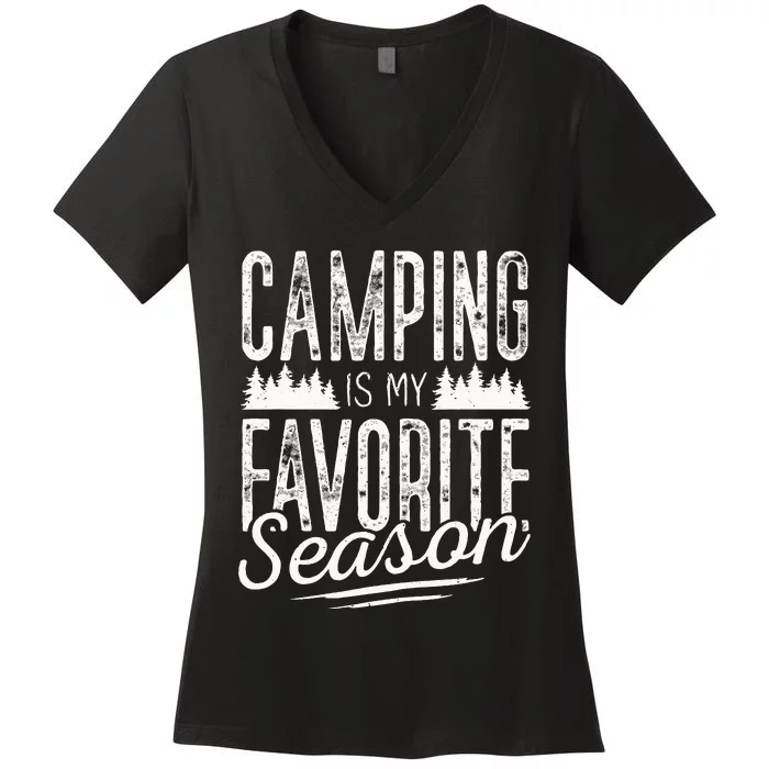 Camping Camper RV Camping Vacation Women's V-Neck T-Shirt