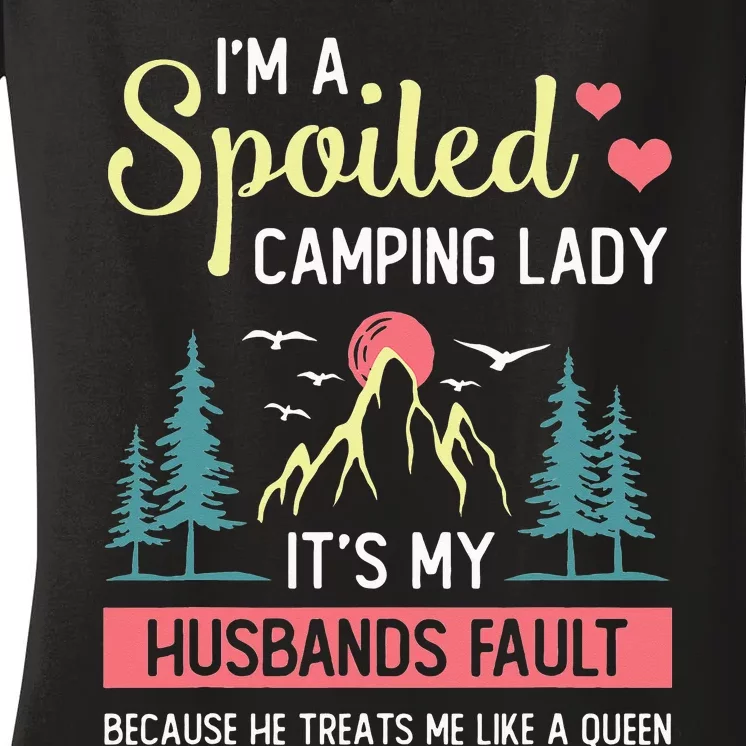 Camping  Camper RV Vacation Camping Women's V-Neck T-Shirt