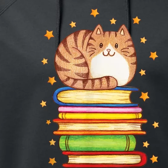 Cute Cat Reading Performance Fleece Hoodie