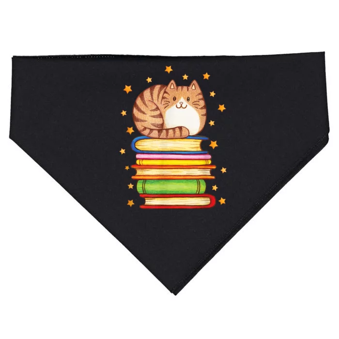 Cute Cat Reading USA-Made Doggie Bandana