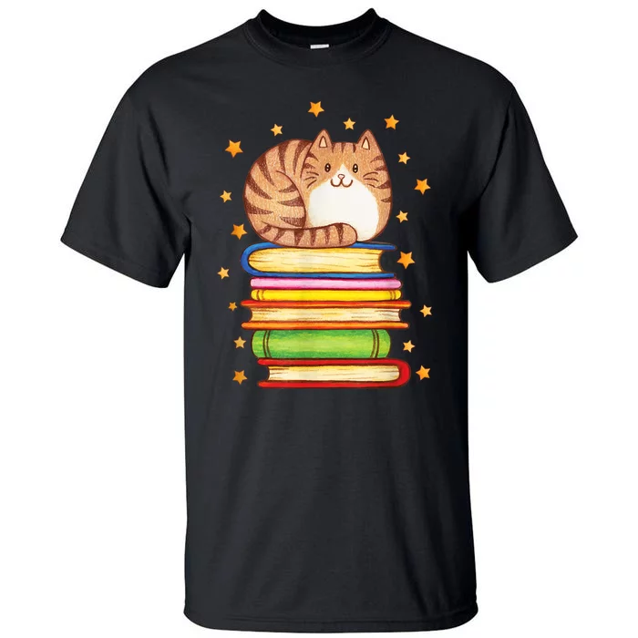 Cute Cat Reading Tall T-Shirt