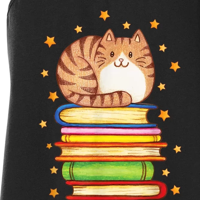 Cute Cat Reading Women's Racerback Tank