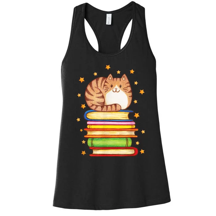 Cute Cat Reading Women's Racerback Tank