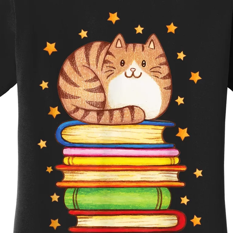 Cute Cat Reading Women's T-Shirt