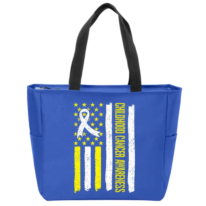 Childhood Cancer Ribbon Flag Childrens Cancer Warriors Zip Tote Bag