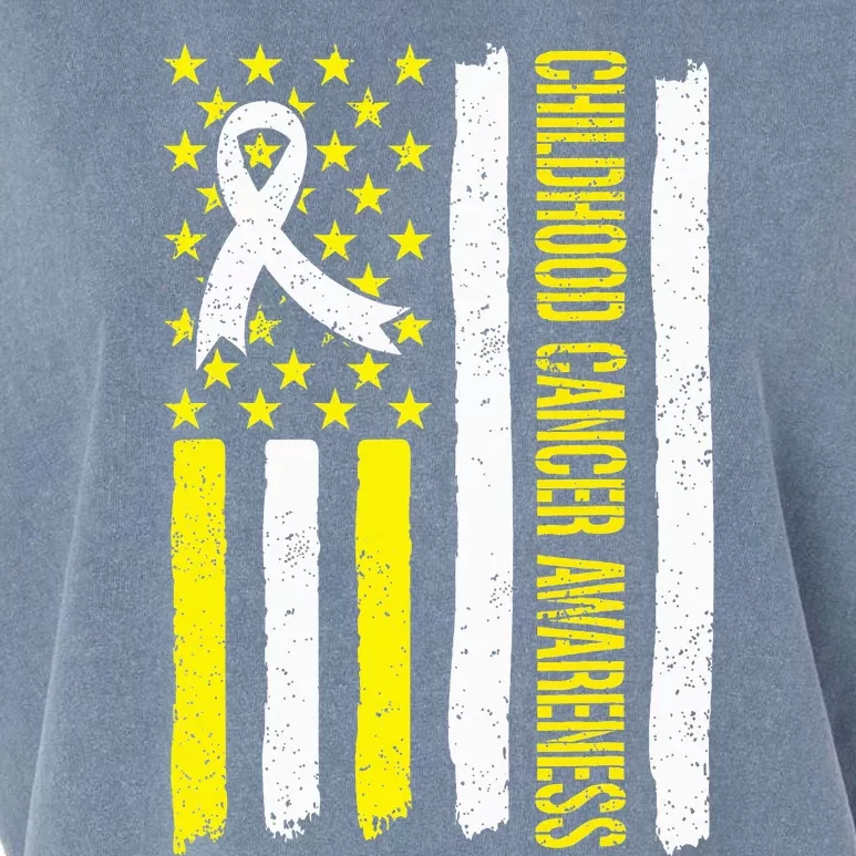 Childhood Cancer Ribbon Flag Childrens Cancer Warriors Garment-Dyed Women's Muscle Tee