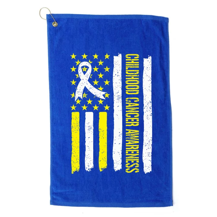 Childhood Cancer Ribbon Flag Childrens Cancer Warriors Platinum Collection Golf Towel