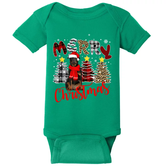 Christmas Cute Rottweiler Dog Tree Lighting Rottweiler Gift Baby Bodysuit