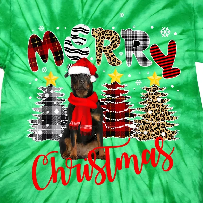 Christmas Cute Rottweiler Dog Tree Lighting Rottweiler Gift Tie-Dye T-Shirt