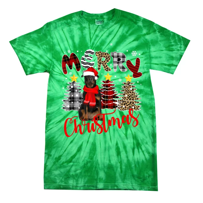 Christmas Cute Rottweiler Dog Tree Lighting Rottweiler Gift Tie-Dye T-Shirt