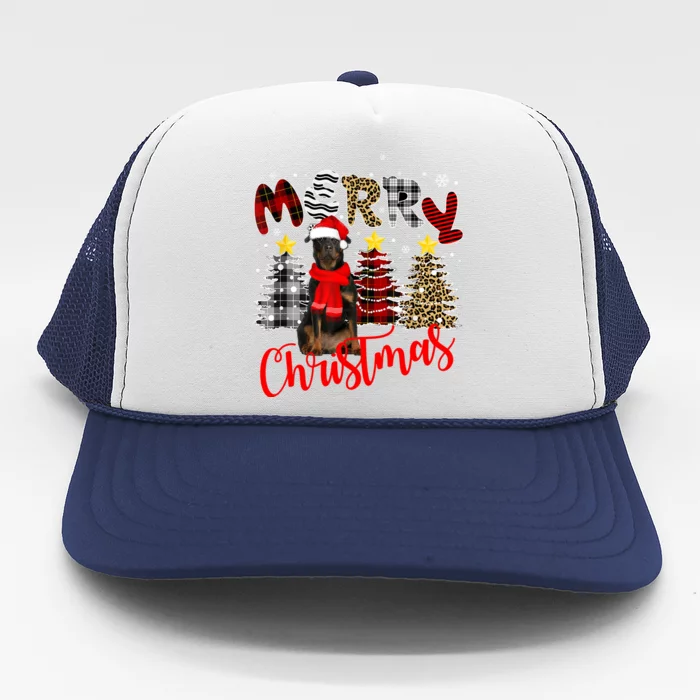 Christmas Cute Rottweiler Dog Tree Lighting Rottweiler Gift Trucker Hat