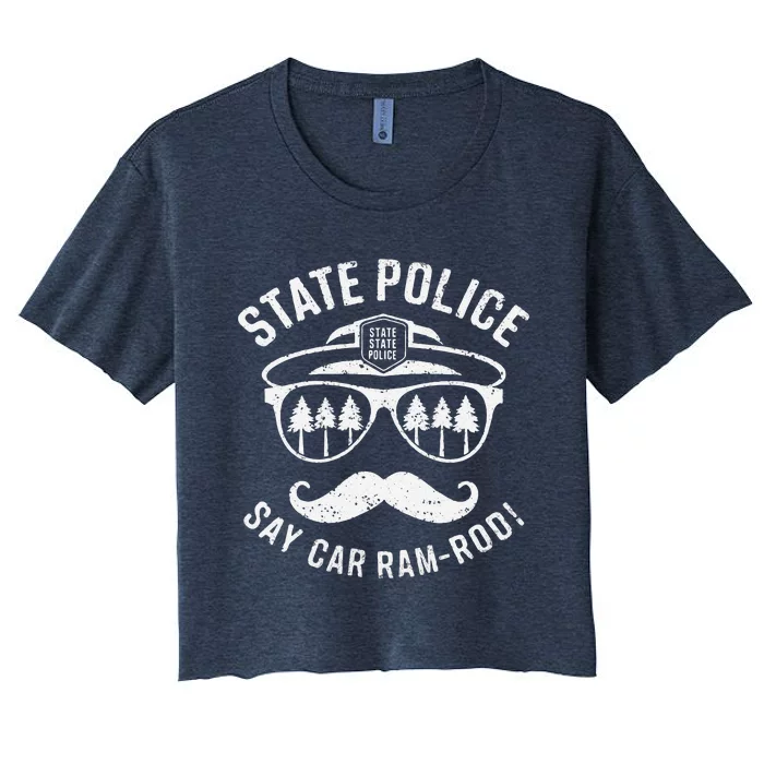 Copstache Car Ramrod Funny Cop Humor Women's Crop Top Tee