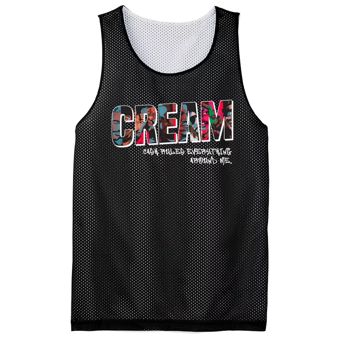 Cream Cash Rules Everything Around Me Hip Hop Street Band Mesh Reversible Basketball Jersey Tank