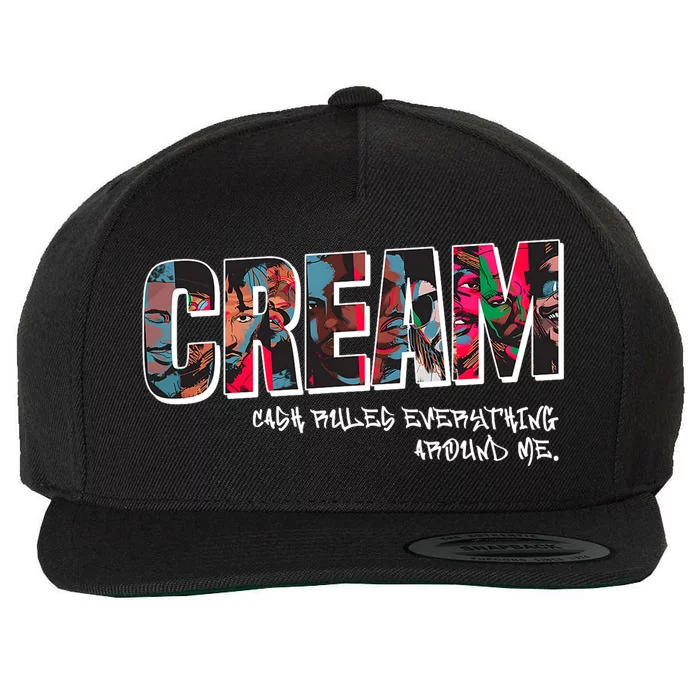 Cream Cash Rules Everything Around Me Hip Hop Street Band Wool Snapback Cap