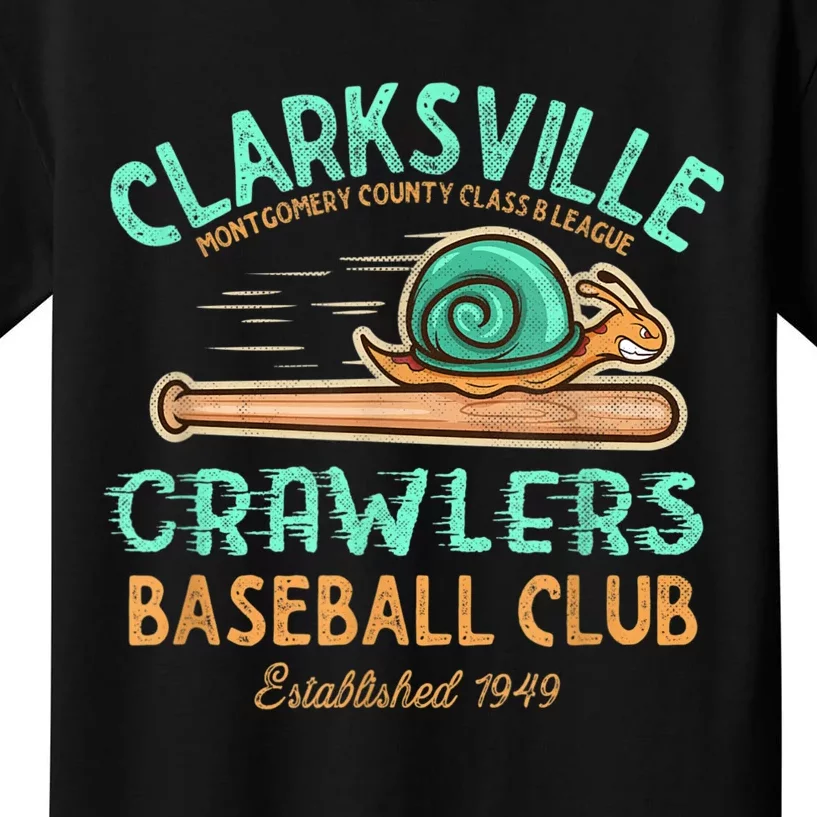 Clarksville Crawlers Retro Minor League Baseball Team Kids T-Shirt