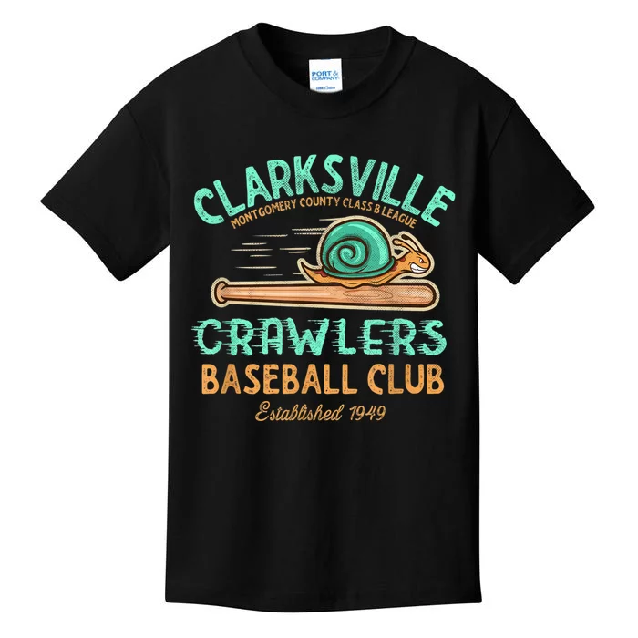 Clarksville Crawlers Retro Minor League Baseball Team Kids T-Shirt