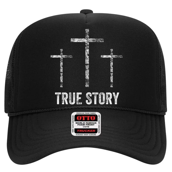 Christian Christmas Resurrection Day Jesus Three Crosses High Crown Mesh Trucker Hat