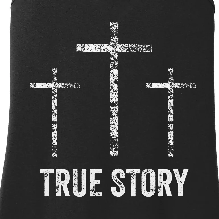 Christian Christmas Resurrection Day Jesus Three Crosses Ladies Essential Tank