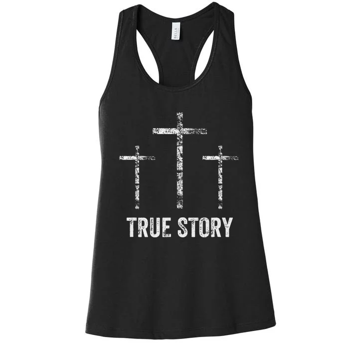 Christian Christmas Resurrection Day Jesus Three Crosses Women's Racerback Tank