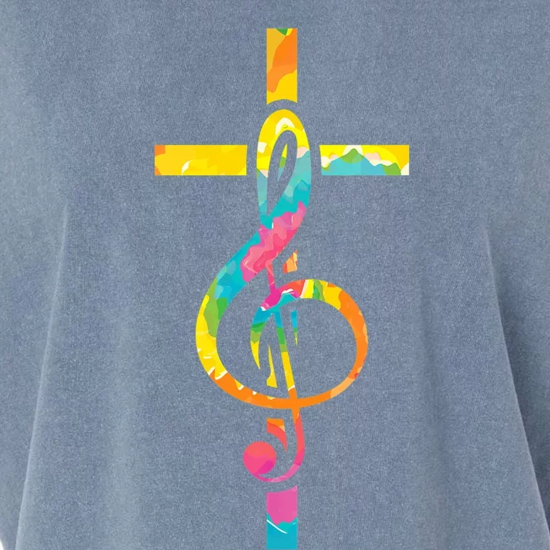 Christian Cross | Religious Musician | Music Clef Note Premium Garment-Dyed Women's Muscle Tee