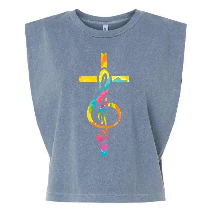 Christian Cross | Religious Musician | Music Clef Note Premium Garment-Dyed Women's Muscle Tee