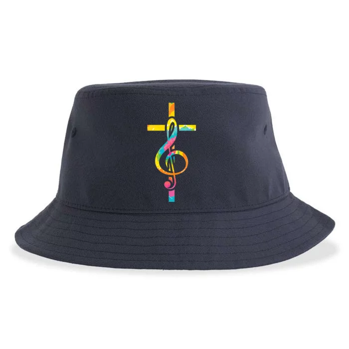 Christian Cross | Religious Musician | Music Clef Note Premium Sustainable Bucket Hat