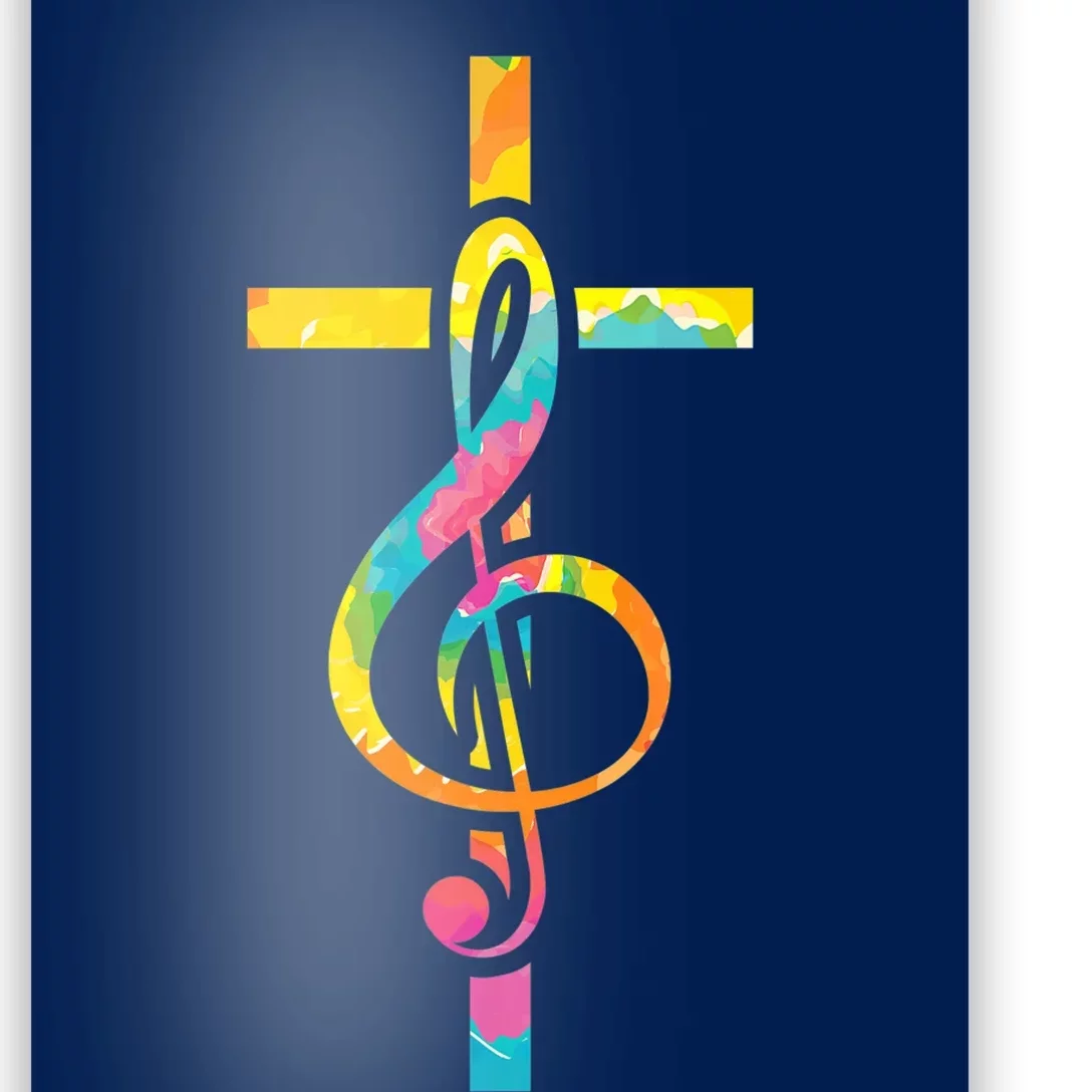 Christian Cross | Religious Musician | Music Clef Note Premium Poster