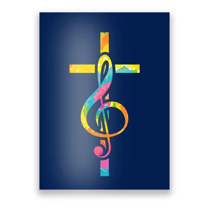 Christian Cross | Religious Musician | Music Clef Note Premium Poster