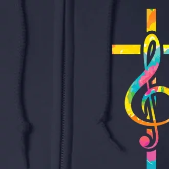 Christian Cross | Religious Musician | Music Clef Note Premium Full Zip Hoodie