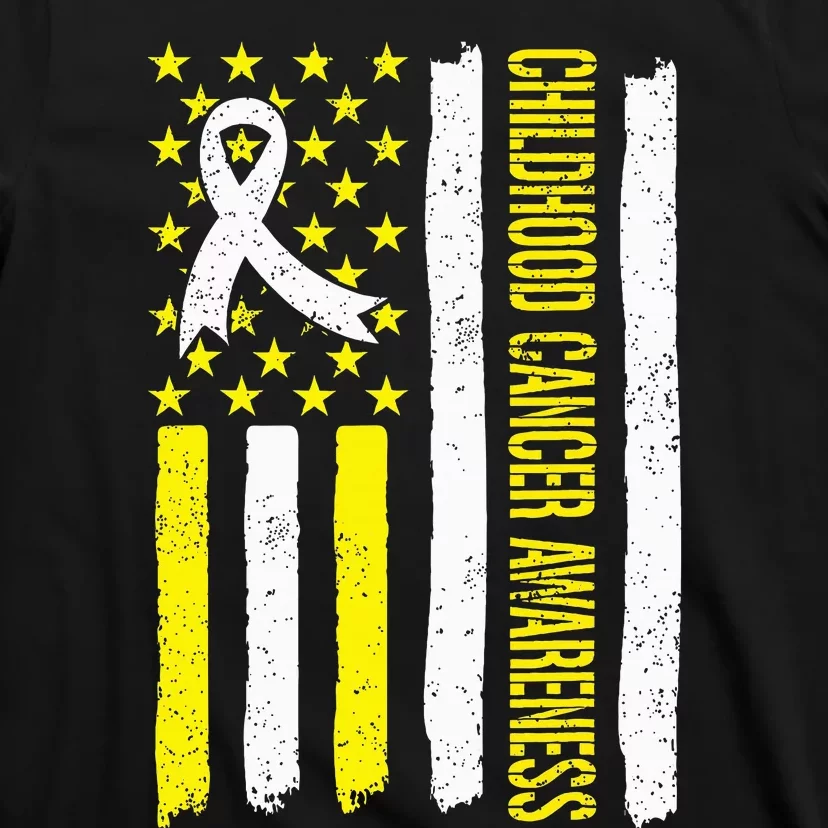 Childhood Cancer Ribbon Flag Childrens Cancer Warriors T-Shirt