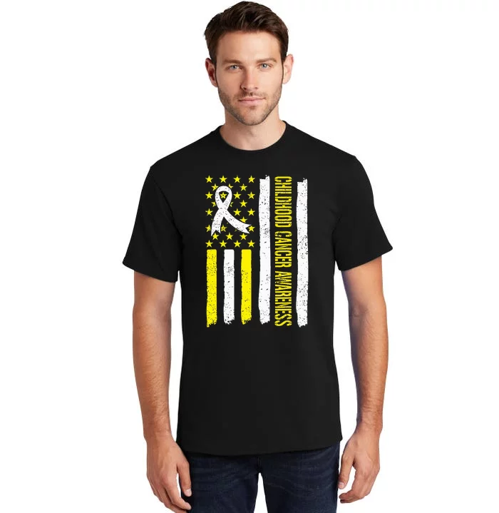 Childhood Cancer Ribbon Flag Childrens Cancer Warriors Tall T-Shirt