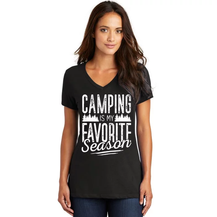 Camping Camper RV Camping Vacation Women's V-Neck T-Shirt