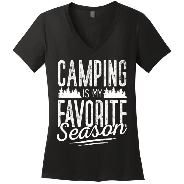 Camping Camper RV Camping Vacation Women's V-Neck T-Shirt