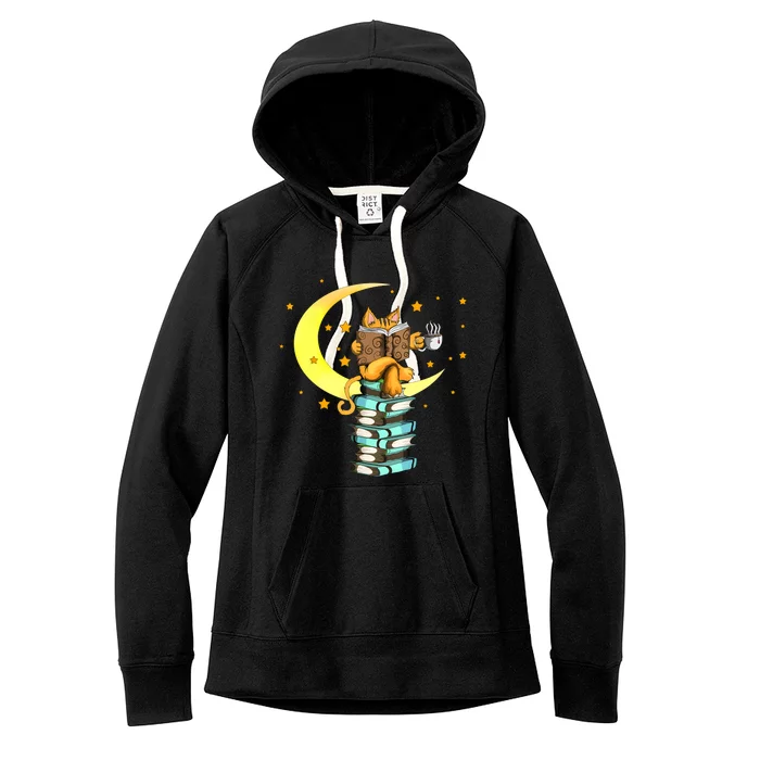 Cats Coffee Reading Kat Books Read Stubenter Kitten Women's Fleece Hoodie