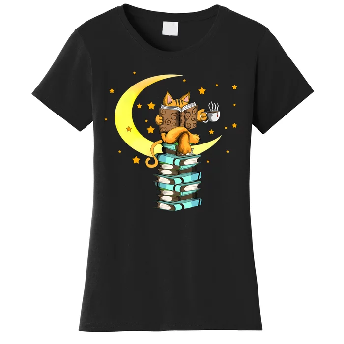 Cats Coffee Reading Kat Books Read Stubenter Kitten Women's T-Shirt