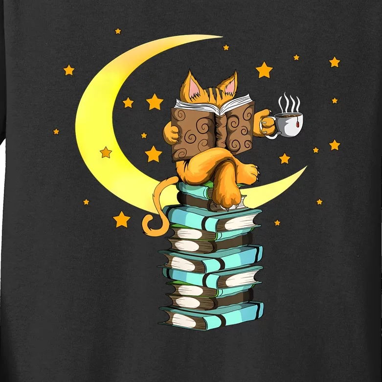 Cats Coffee Reading Kat Books Read Stubenter Kitten Kids Long Sleeve Shirt