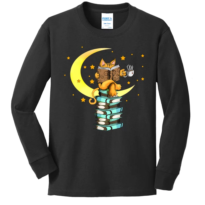 Cats Coffee Reading Kat Books Read Stubenter Kitten Kids Long Sleeve Shirt