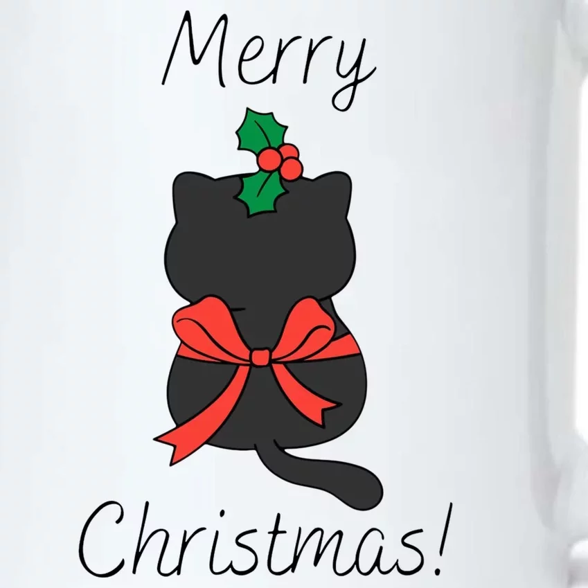 Christmas Cat Rapped Present Bow Black Color Changing Mug