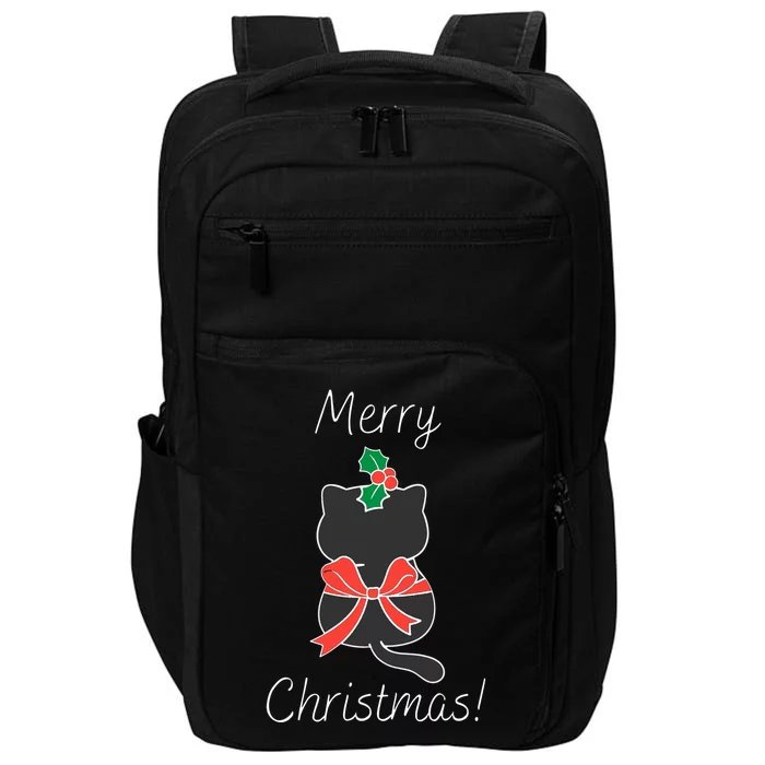 Christmas Cat Rapped Present Bow Impact Tech Backpack