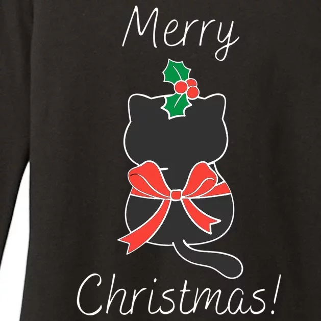 Christmas Cat Rapped Present Bow Womens CVC Long Sleeve Shirt