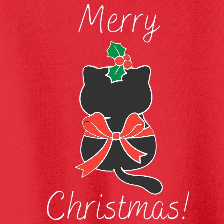 Christmas Cat Rapped Present Bow Toddler T-Shirt