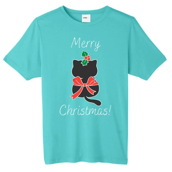 Christmas Cat Rapped Present Bow ChromaSoft Performance T-Shirt