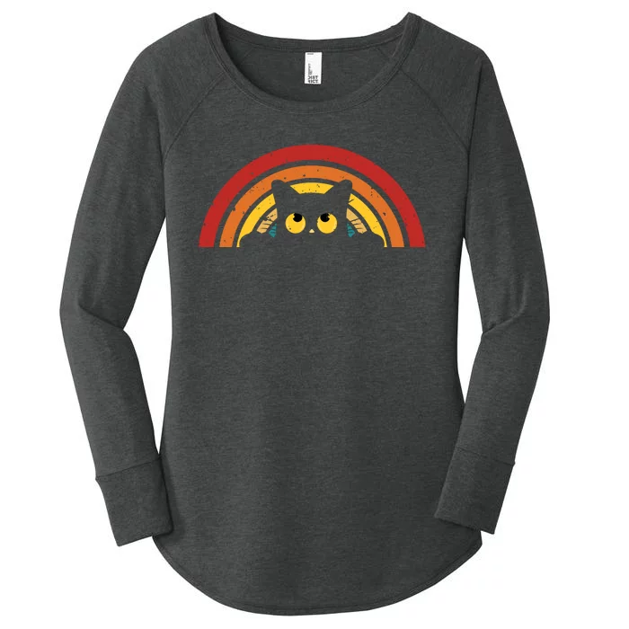 Cute Cat Rainbow Vintage Women's Perfect Tri Tunic Long Sleeve Shirt