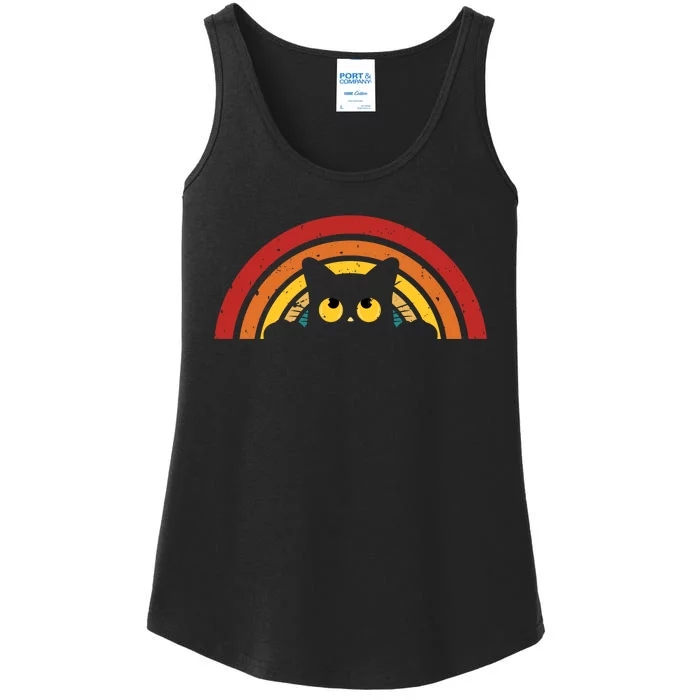 Cute Cat Rainbow Vintage Ladies Essential Tank