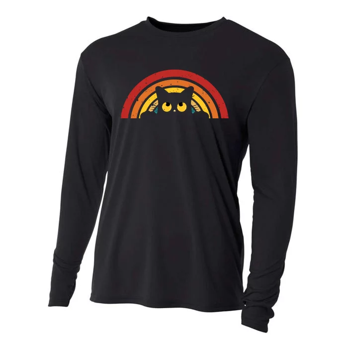 Cute Cat Rainbow Vintage Cooling Performance Long Sleeve Crew