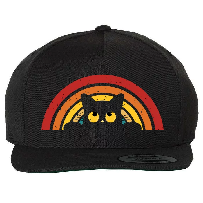 Cute Cat Rainbow Vintage Wool Snapback Cap