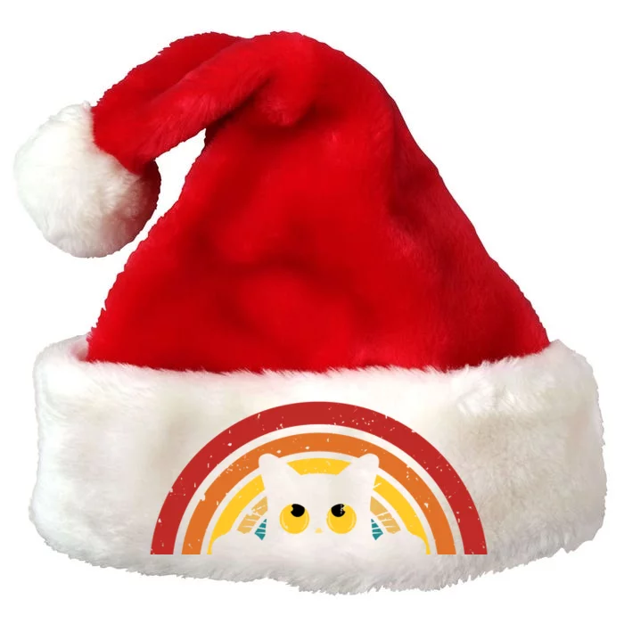 Cute Cat Rainbow Vintage Premium Christmas Santa Hat