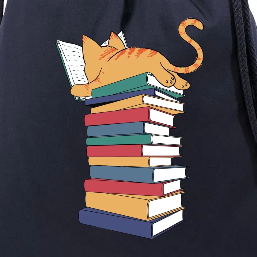 Cute Cat Reading Books Kitten Kitty Lover Reader Drawstring Bag