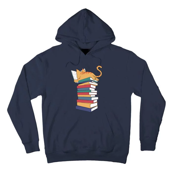 Cute Cat Reading Books Kitten Kitty Lover Reader Tall Hoodie